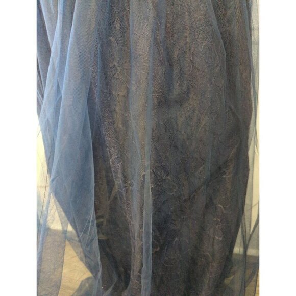 NWT Vera Wang WHITE Navy Blue Tulle Lace Bridesmaid Dress 8 Strapless - Picture 4 of 10